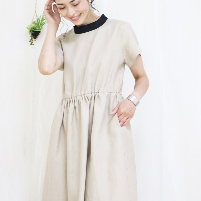 涼夏 グレージュ リネン100 バックネックリボン後ろファスナーワンピース Minne 日本最大級のハンドメイド 手作り通販サイト 涼夏 グレージュ リネン100 バックネックリボン後ろファスナーワンピース Minne 日本最大級のハンドメイド 手作り通販サイト