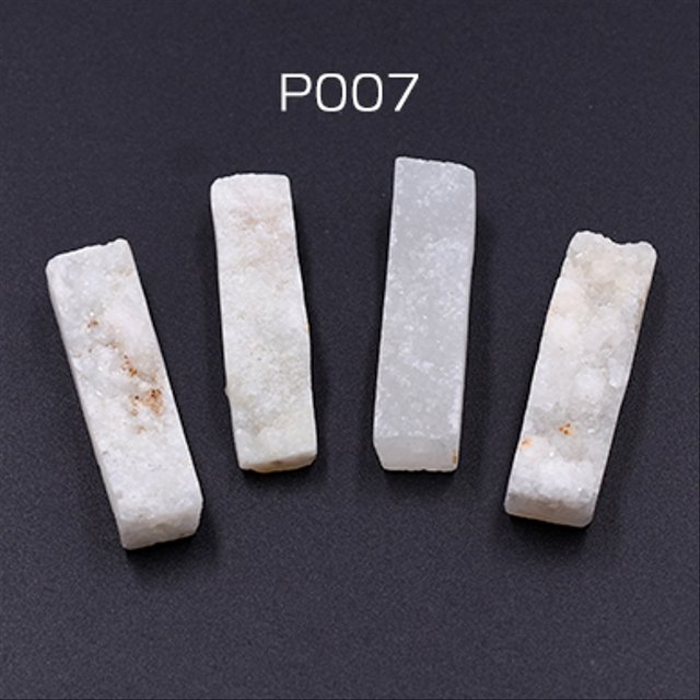 送料無料 2個 高品質天然石チャーム 長方形 1穴 水晶原石 10×33mm【2ヶ】 P007