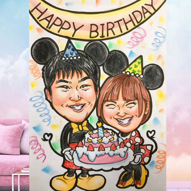 可愛い パステル似顔絵 イラスト オーダーメイド 記念日 誕生日 プレゼント ギフト 可愛い パステル似顔絵 イラスト オーダーメイド 記念日 誕生日 プレゼント ギフト