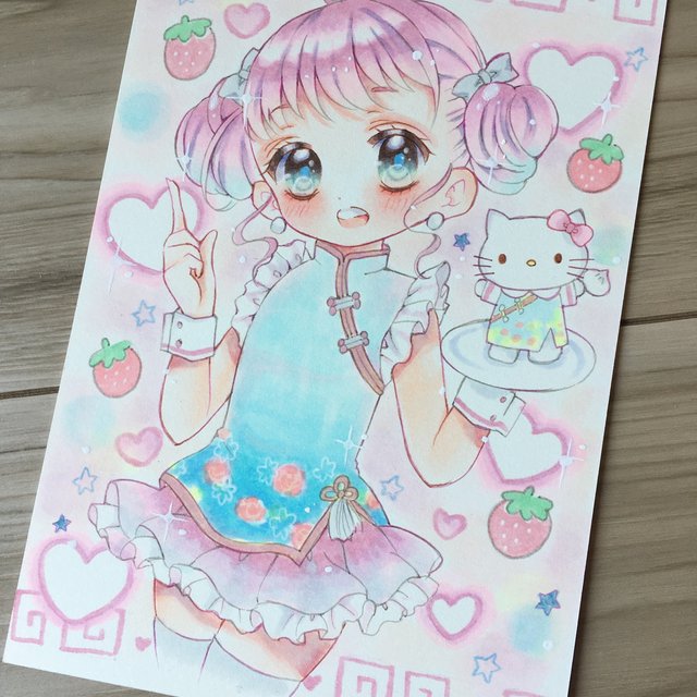 コピックで可愛い女の子のイラスト Minne 日本最大級のハンドメイド 手作り通販サイト