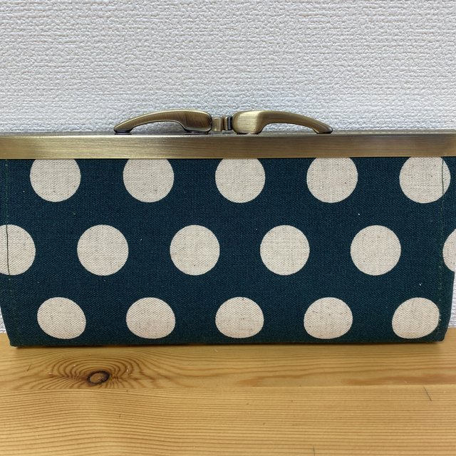 K様受注分 モスグリーンドット柄のがま口長財布 ハンドメイドマーケット Minne K様受注分 モスグリーンドット柄のがま口長財布 ハンドメイドマーケット Minne