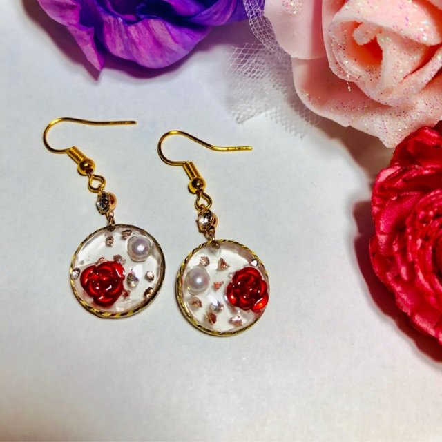 卸売 薔薇レジンピアス ピアス 卸売 薔薇レジンピアス ピアス