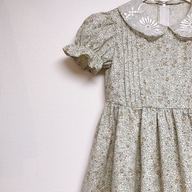 小花柄パフスリーブワンピース キッズ ベビー服 ミント ハンドメイドマーケット Minne 小花柄パフスリーブワンピース キッズ ベビー服 ミント ハンドメイドマーケット Minne