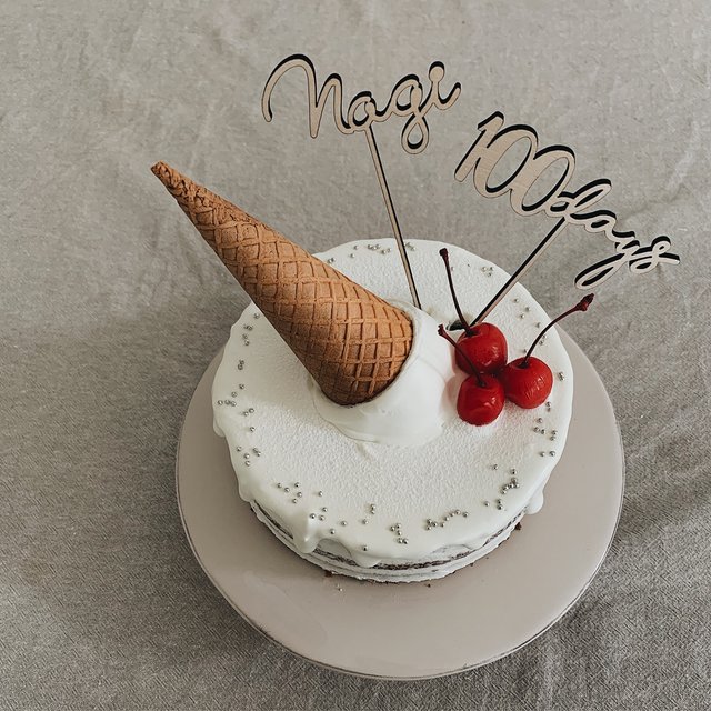 100days Cake Topper 100日お祝い お食い初め 木製ケーキトッパー ハンドメイドマーケット Minne