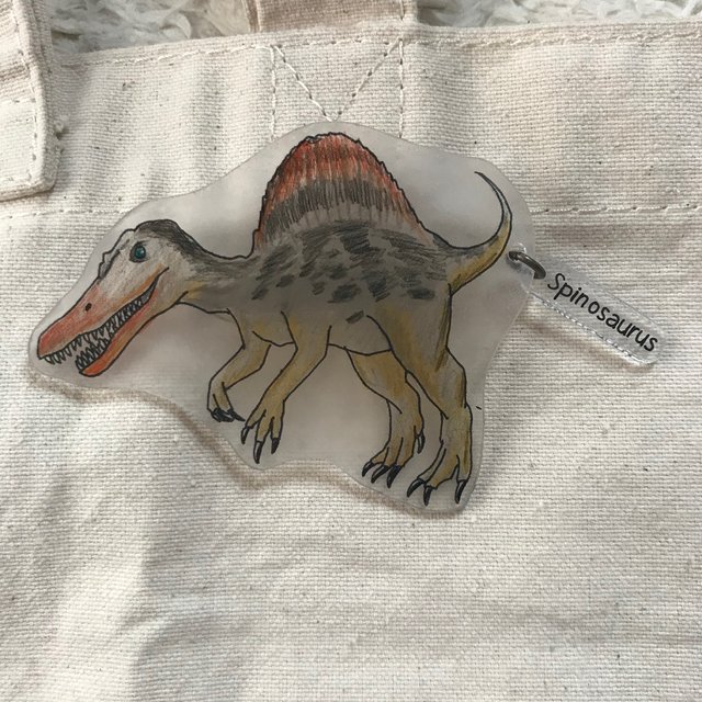再販 図鑑のような恐竜キーホルダー スピノサウルス ハンドメイドマーケット Minne