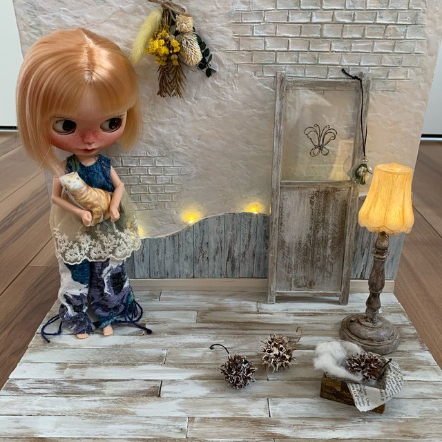 特価ブログ 1/6 ドールハウス　漆喰風チョコカラー背景ボード おもちゃ/人形