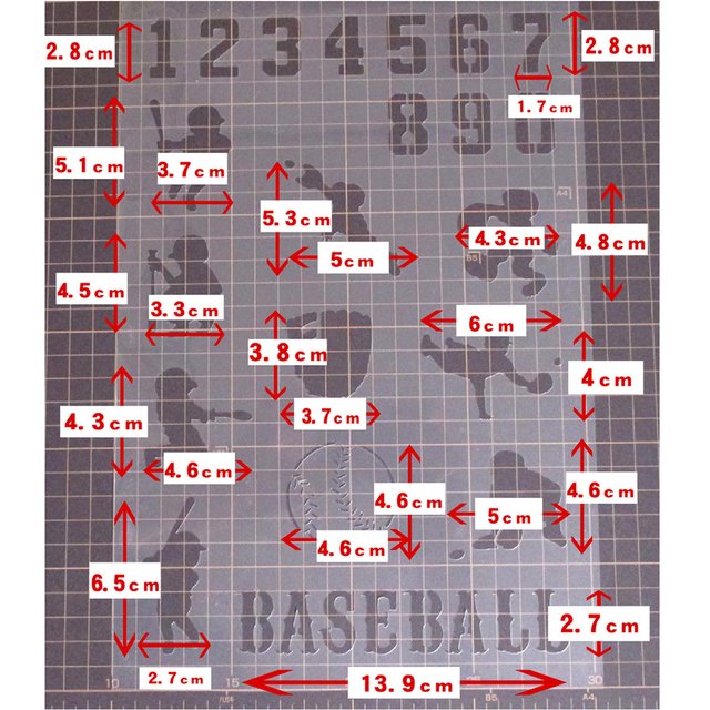 野球イラスト集 背番号 グローブ バッター ステンシルシート 型紙図案 No701 ハンドメイドマーケット Minne