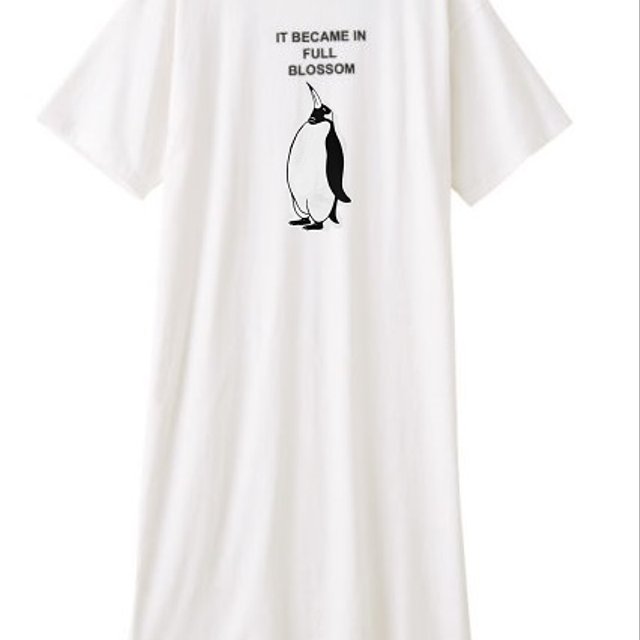 ペンギン レディース半袖プリントtシャツワンピース Minne 日本最大級のハンドメイド 手作り通販サイト
