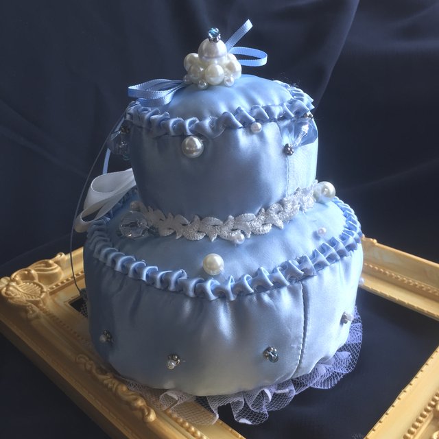 リングピロー 夢のウェディングケーキ サムシングブルー 送料無料 ウェディング 結婚式 ハンドメイドマーケット Minne
