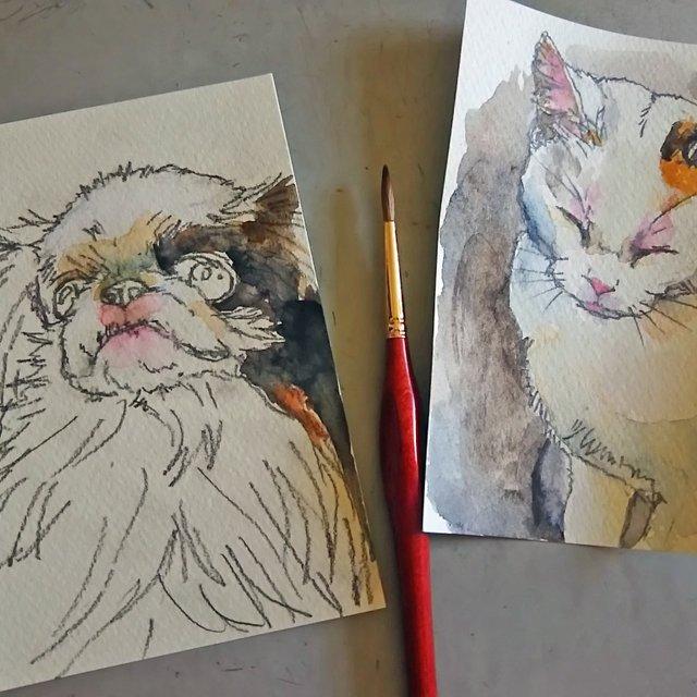 要写真 ハガキサイズの水彩スケッチ 1匹 1人 のみ 首から上の似顔絵 Minne 日本最大級のハンドメイド 手作り通販サイト 要写真 ハガキサイズの水彩スケッチ 1匹 1人 のみ 首から上の似顔絵 Minne 日本最大級のハンドメイド 手作り通販サイト