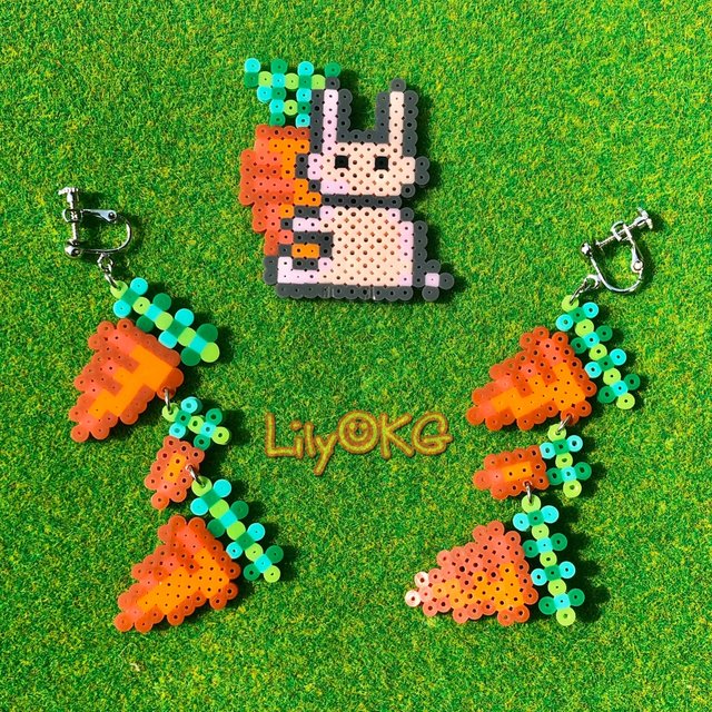 にんじん3本分 イヤリング ドット絵 アイロンビーズ Minne 日本最大級のハンドメイド 手作り通販サイト にんじん3本分 イヤリング ドット絵 アイロンビーズ Minne 日本最大級のハンドメイド 手作り通販サイト