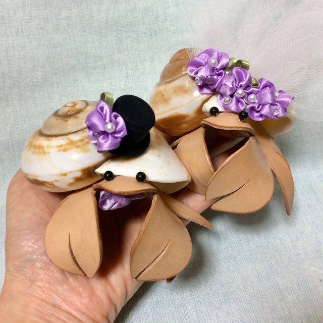 やどかりウェルカムドール 夏の結婚式 海の結婚式 パープルの花のベール ハンドメイドマーケット Minne