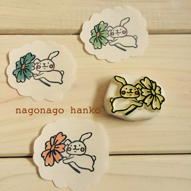 うさぎと お花 消しゴムはんこ ハンドメイドマーケット Minne うさぎと お花 消しゴムはんこ ハンドメイドマーケット Minne