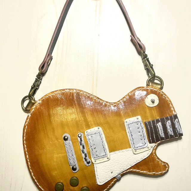 本革ギター型パスケース Gibson レスポールモデル3 ハンドメイドマーケット Minne 本革ギター型パスケース Gibson レスポールモデル3 ハンドメイドマーケット Minne