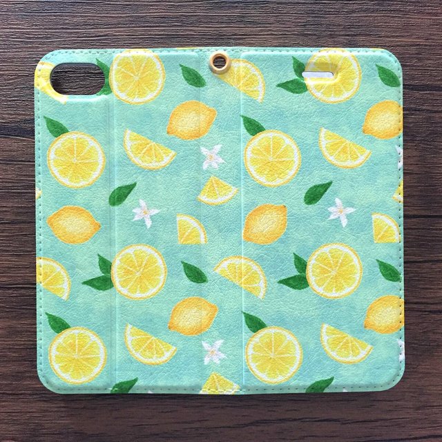 手帳型スマホケース 夏色レモン ハンドメイドマーケット Minne 手帳型スマホケース 夏色レモン ハンドメイドマーケット Minne