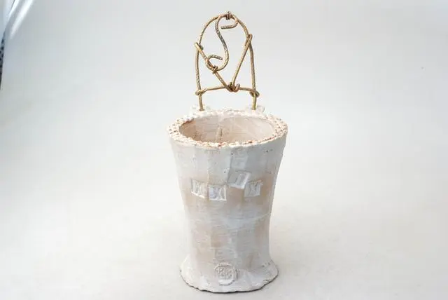 陶器製（2.5号ポット相当）多肉植物の欲しがる植木鉢 WPHwire-8686