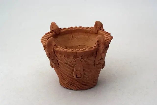 陶器製（2号ポット相当）縄文植木鉢 jomon-SS-8714