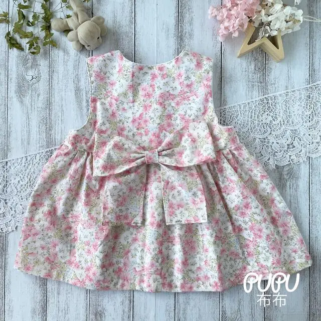 ベビーピンクのお花のドレス🌸✳︎80cm✳︎ギャザーワンピース✳︎ジャンパースカート✳︎コットン✳︎幼児服✳︎キッズ