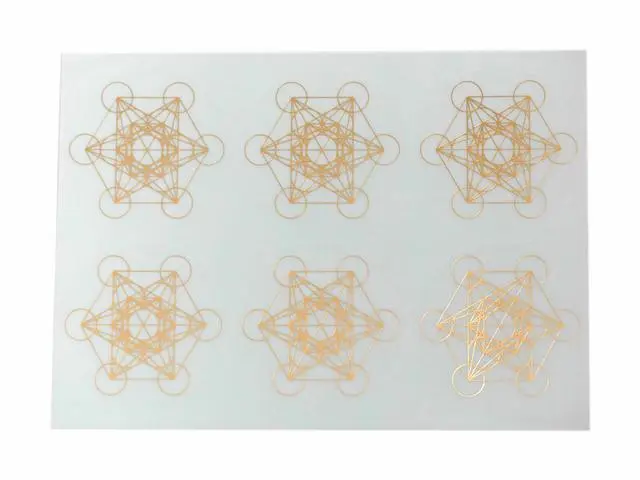 メタトロンキューブ ステッカー (金色) 60mm （1シート6枚）神聖幾何学