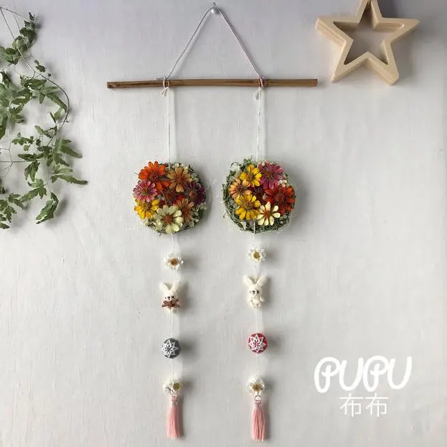 手毬うさぎ🐰✳︎ペア✳︎お花と🌸うさぎと🐰手毬の吊し飾り✳︎ひな祭り✳︎雛飾り